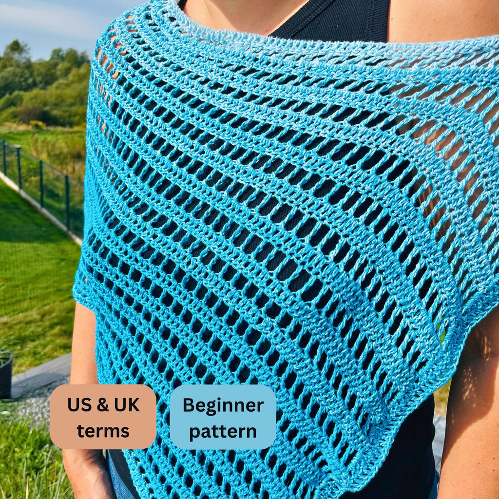 Lightweight Crochet Ocean Breeze Poncho Pattern PDF | Easy Summer Mesh Wrap