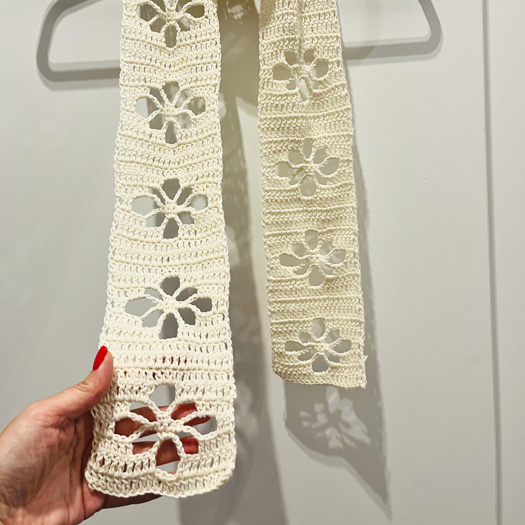 Flower Lace Scarf Crochet Pattern PDF | Easy Skinny Scarf