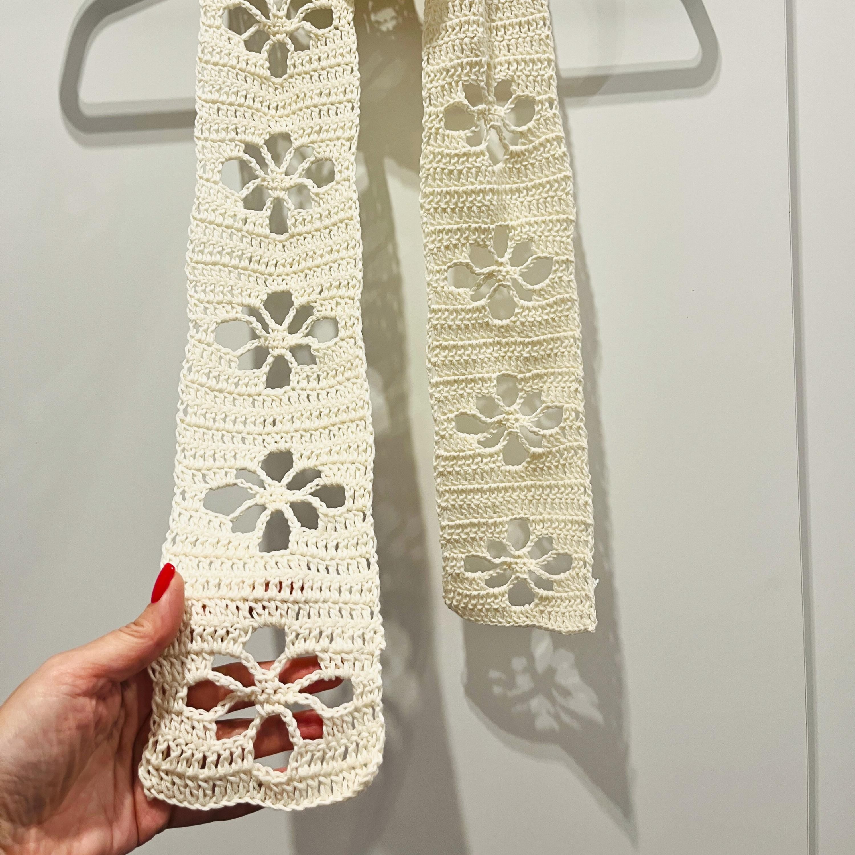 Flower Lace Scarf Crochet Pattern PDF | Easy Skinny Scarf