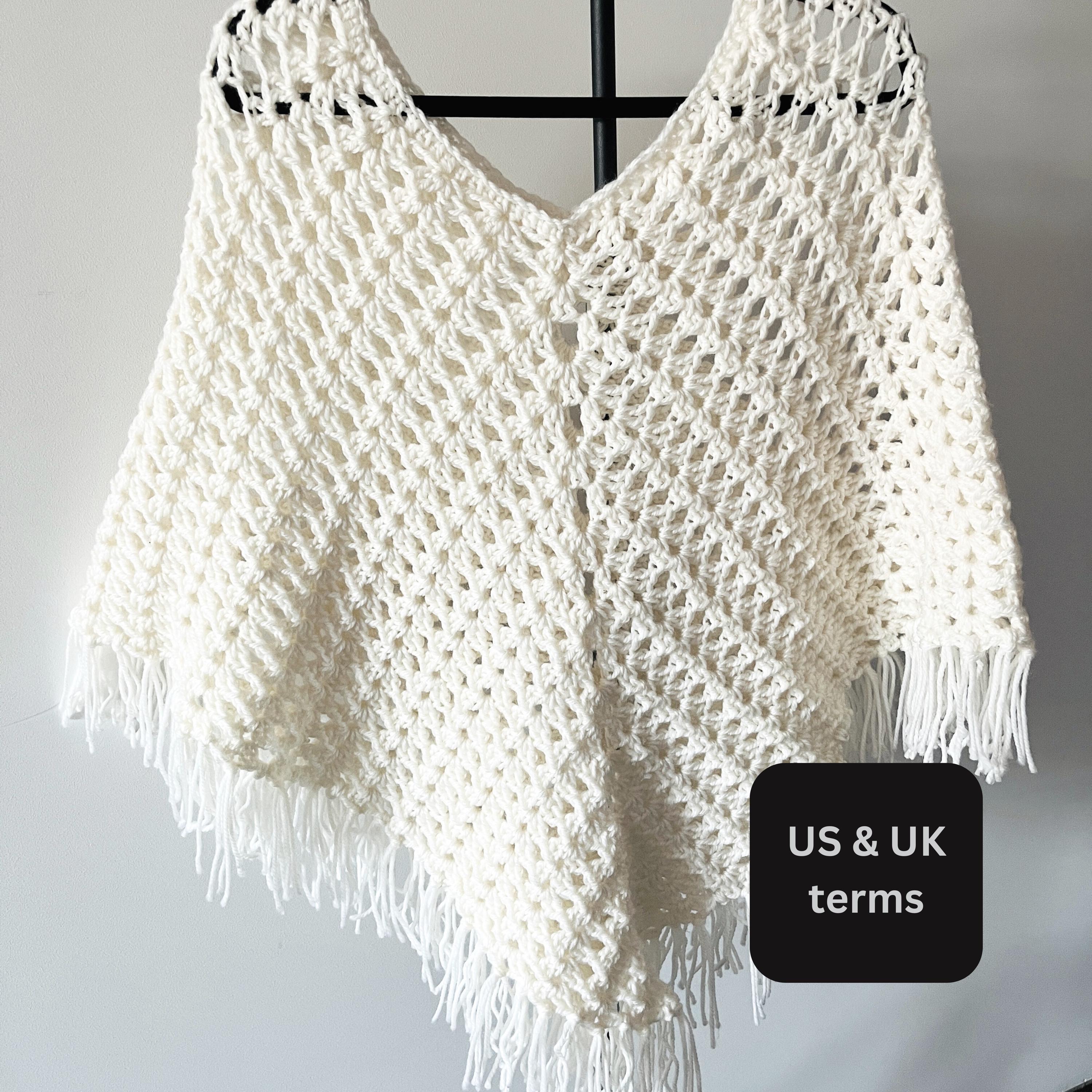 Crochet Poncho Pattern PDF | Easy Fringe Boho Wrap