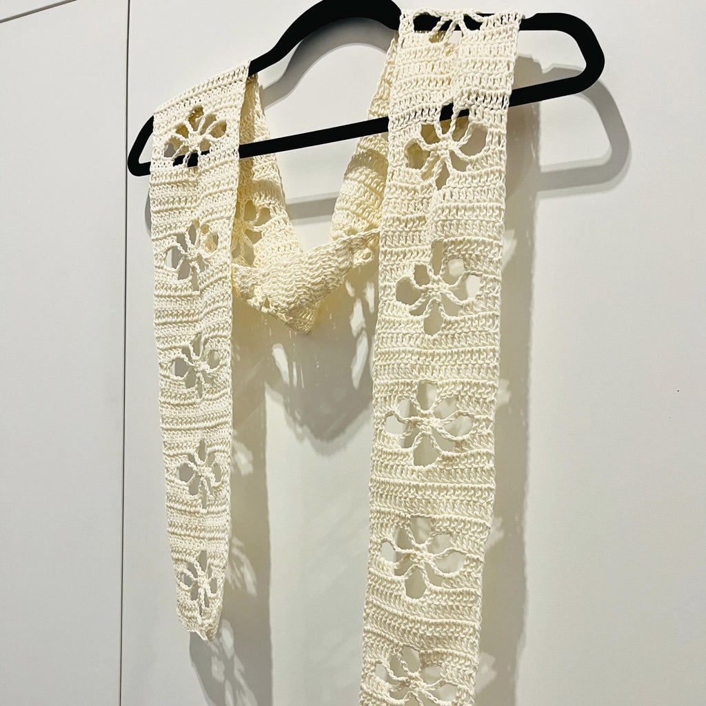 Flower Lace Scarf Crochet Pattern PDF | Easy Skinny Scarf