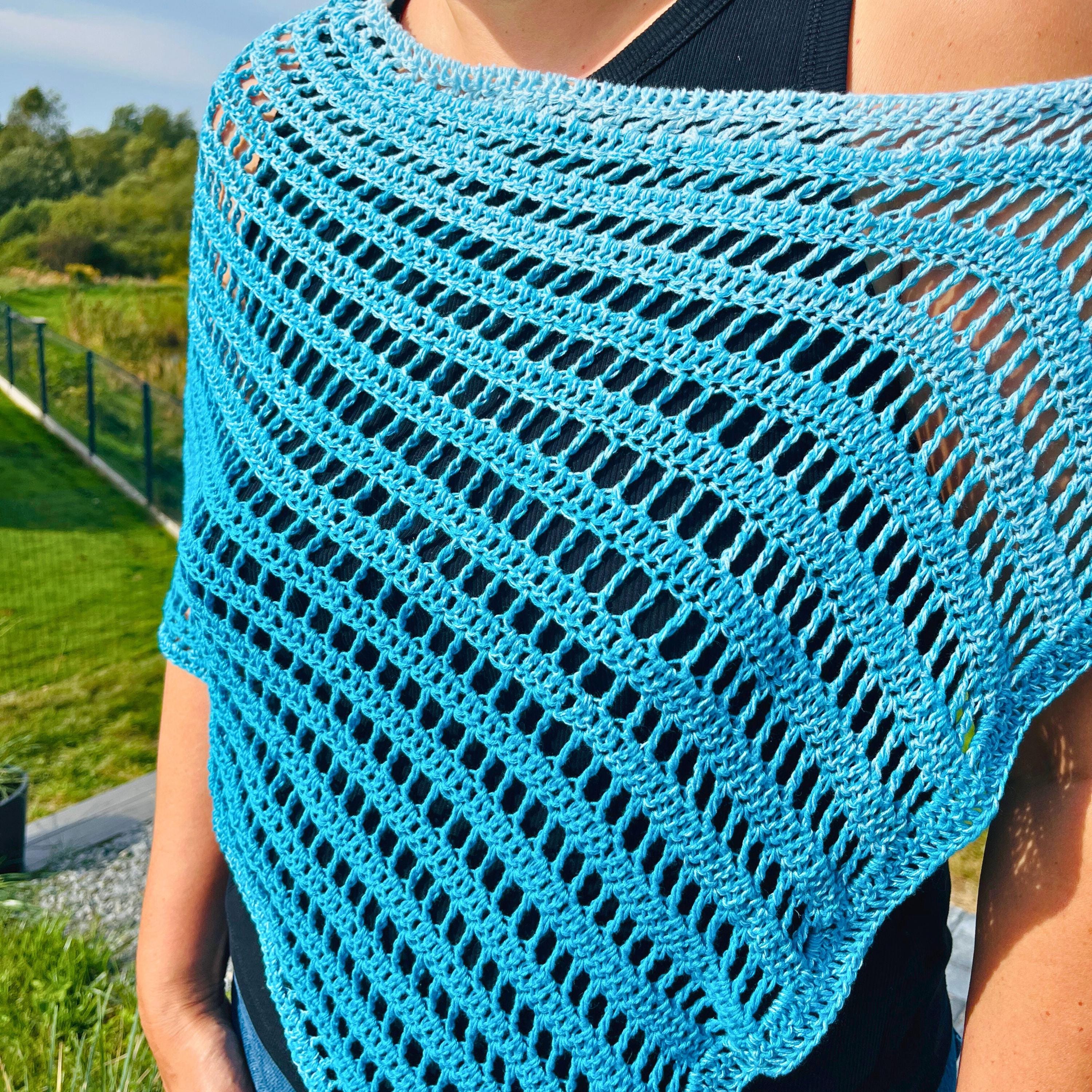 Lightweight Crochet Ocean Breeze Poncho Pattern PDF | Easy Summer Mesh Wrap