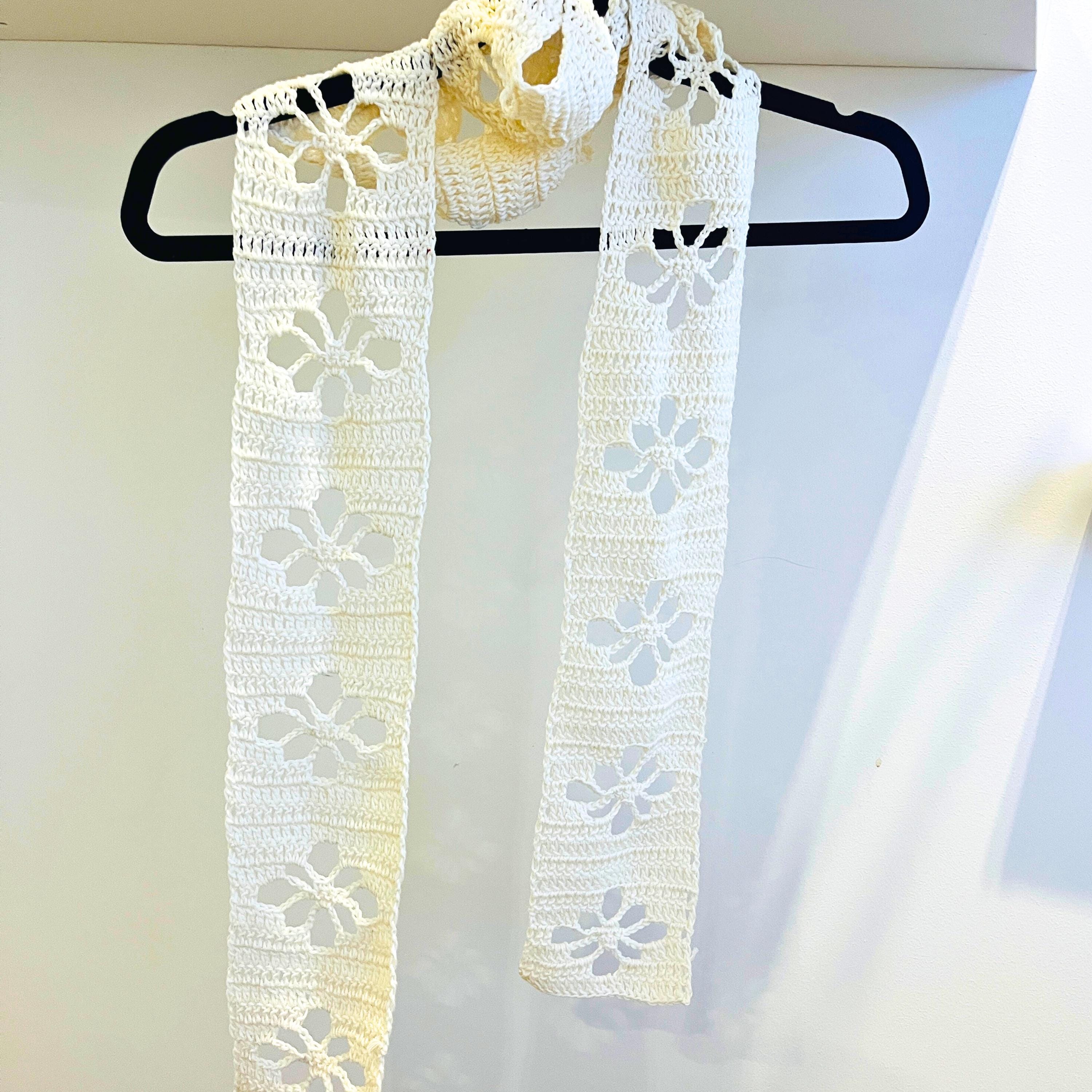 Flower Lace Scarf Crochet Pattern PDF | Easy Skinny Scarf