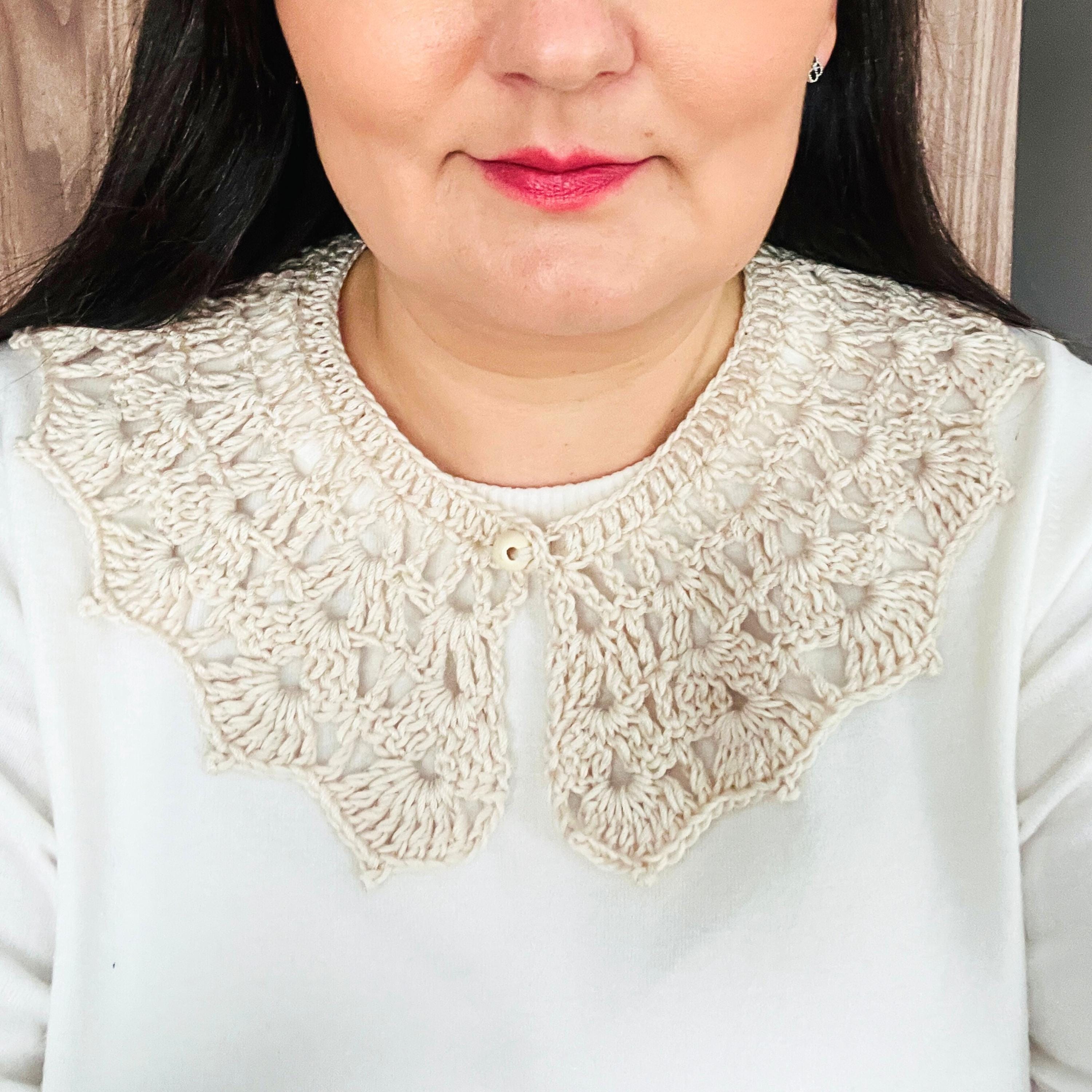 Crochet Collar Pattern PDF | Detachable Peter Pan Lace Collar
