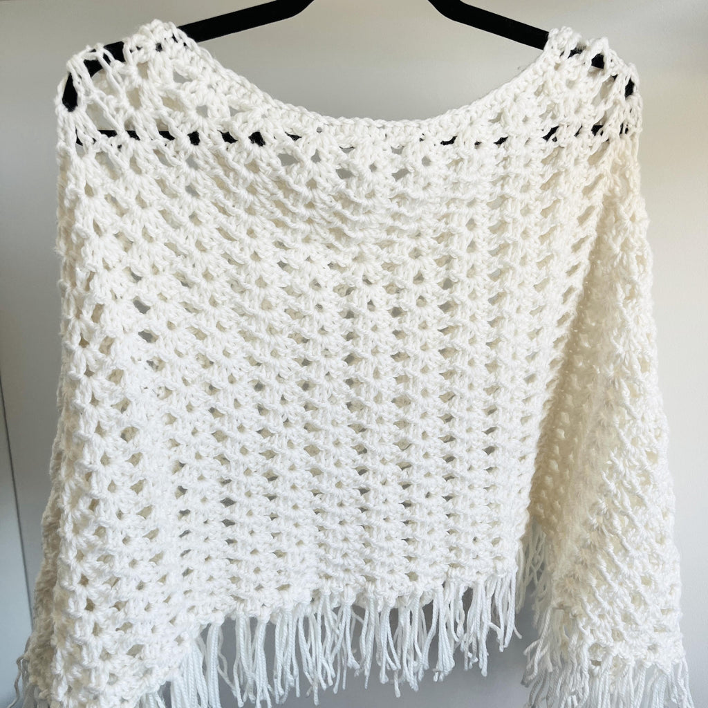 Crochet Poncho Pattern PDF | Easy Fringe Boho Wrap