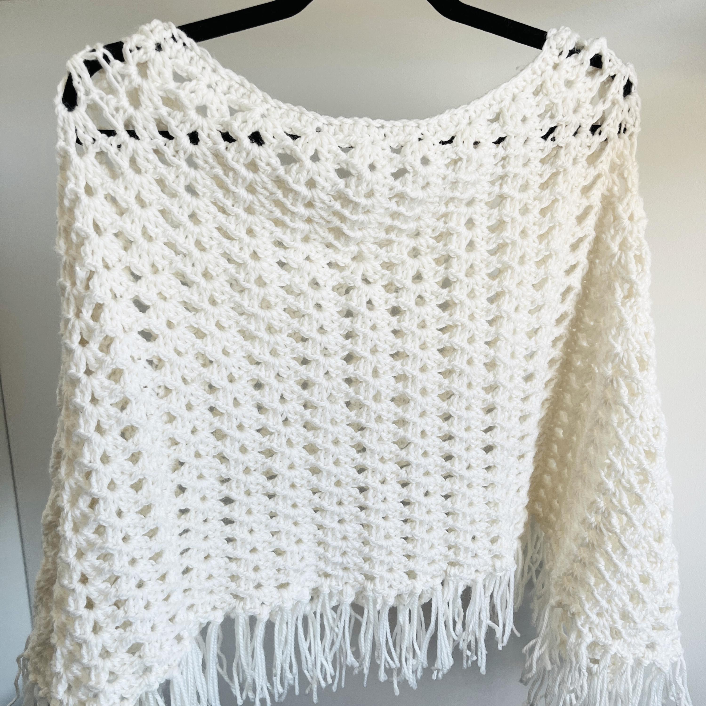 Crochet Poncho Pattern PDF | Easy Fringe Boho Wrap